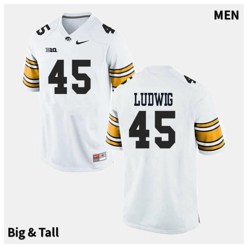 Men's Iowa Hawkeyes NCAA #45 Joe Ludwig White Authentic Nike Big & Tall Alumni Stitched College Football Jersey DO34A71QV